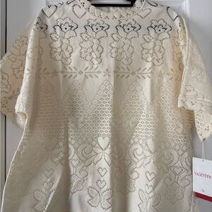 Valentino Ivory Floral Lace Blouse